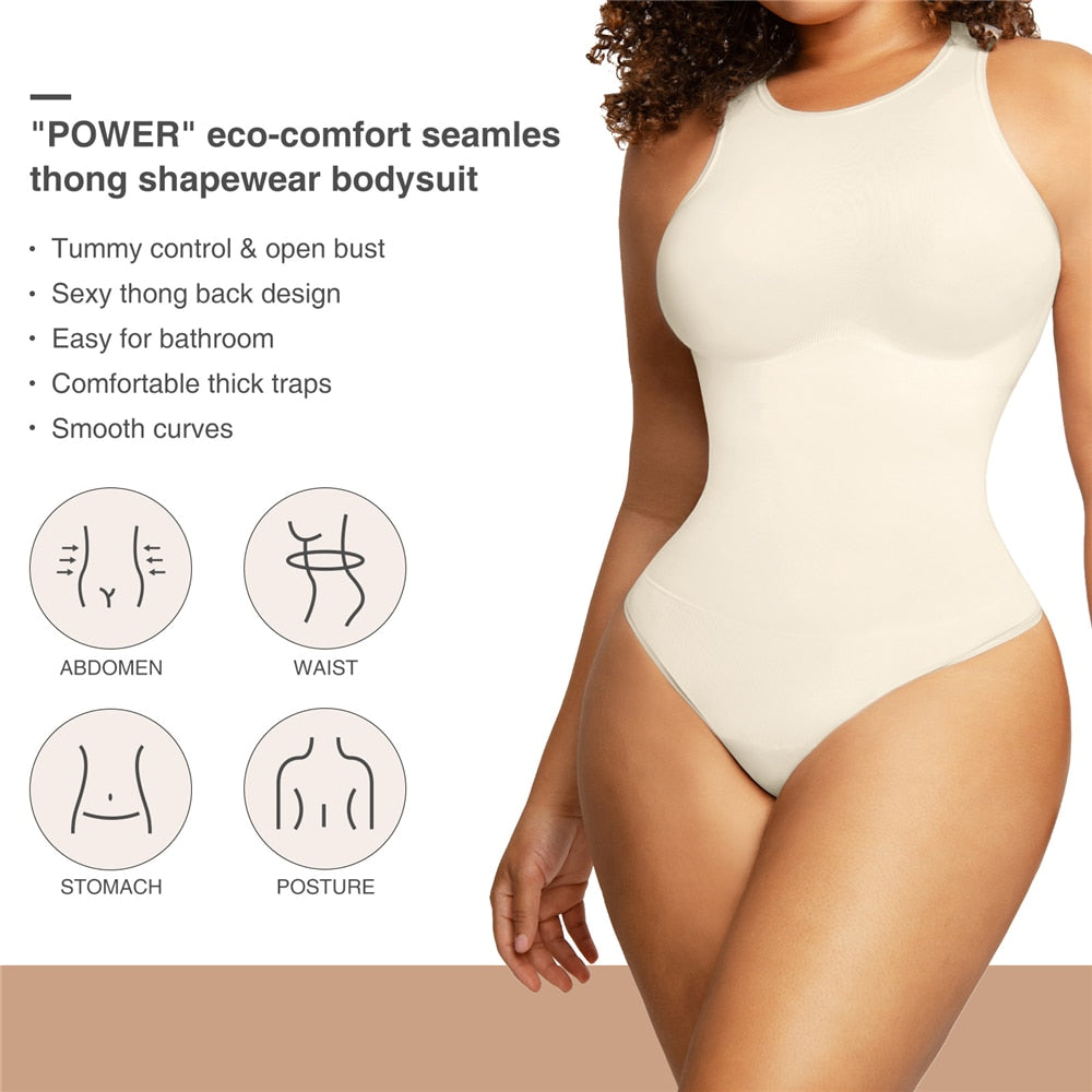 Bodysuit Thong Corset Slimming Sheath Woman Flat Belly Shapewear Waist  Trainer Fajas Body Shape Square Neck Tank Tops Bodysuit