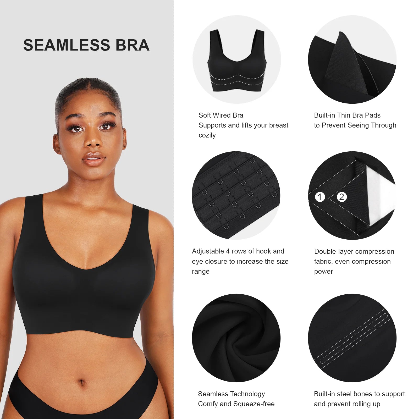 Seamless Back Fat Bra