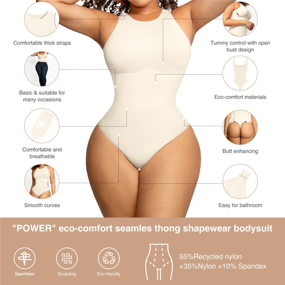  Thong Bodysuit for Women Tummy Control Backless Body Shaper,  Sleeveless Bodysuit Tank Tops (Color : Apricot, Size : Small) : Clothing,  Shoes & Jewelry